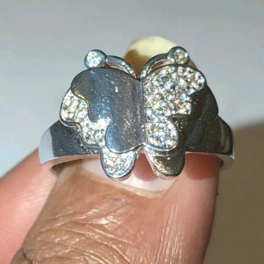 Elegant 925 Sterling Silver Butterfly Ring Sz8